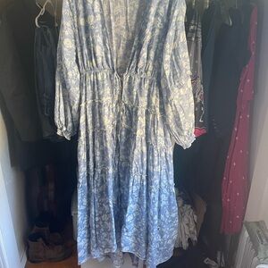 Free People Blue Floral Midi Dress